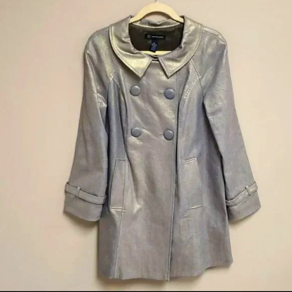INC Metallic Gold Retro Swing Trench Coat - Size Large